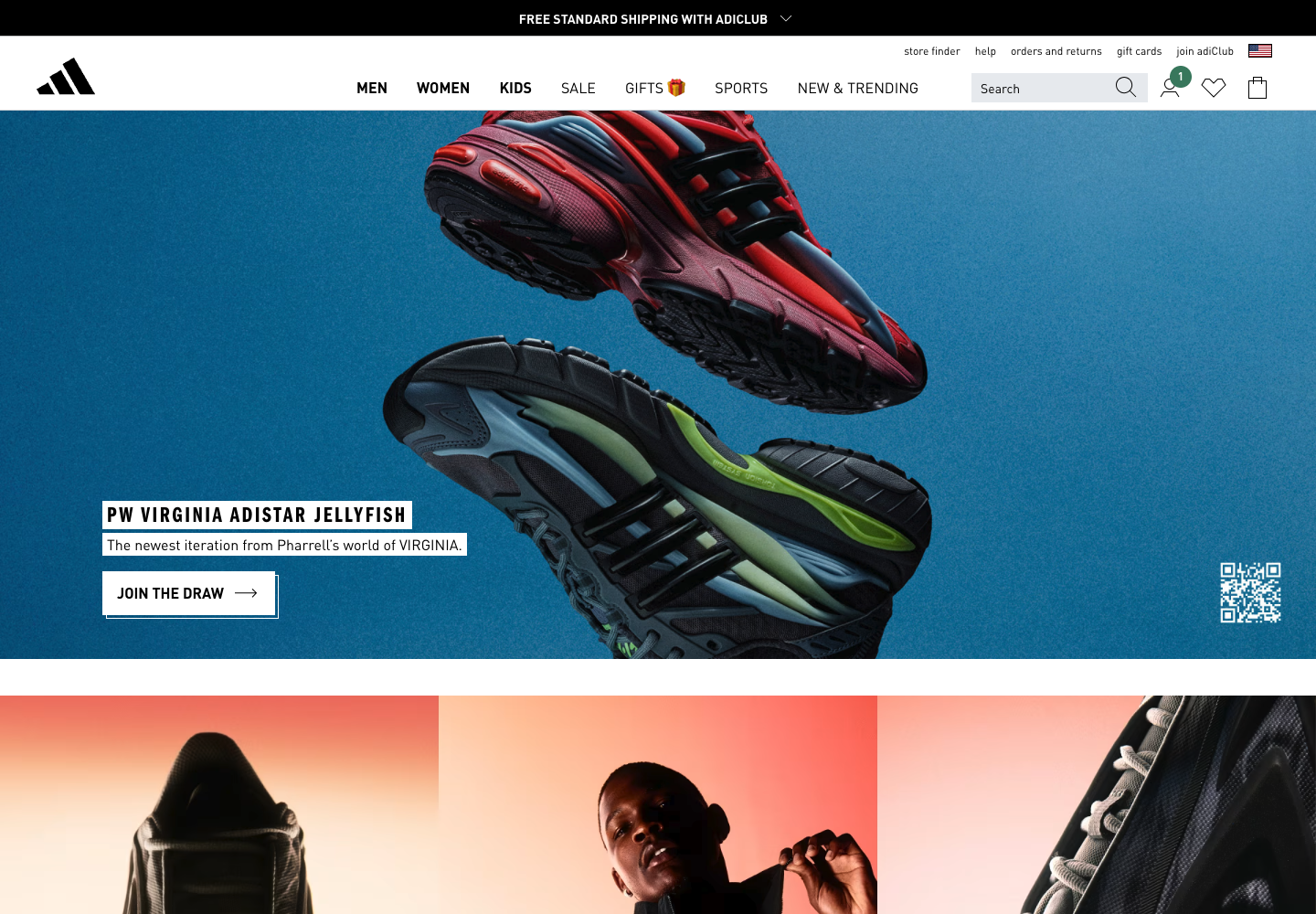 Actual adidas US public homepage