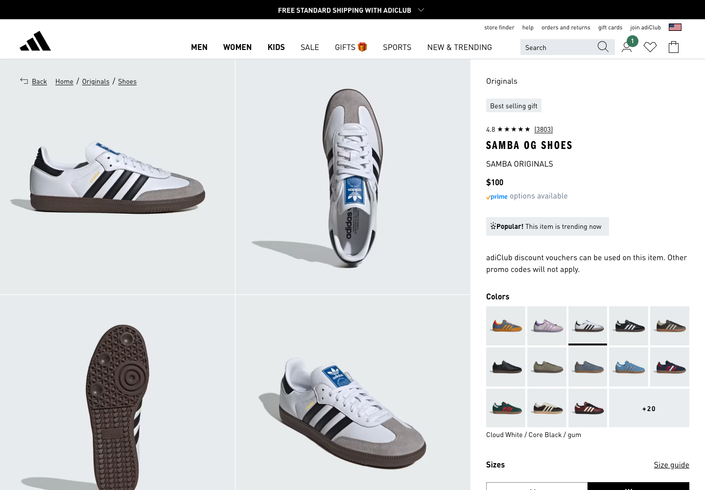 Adidas Samba OG product page
