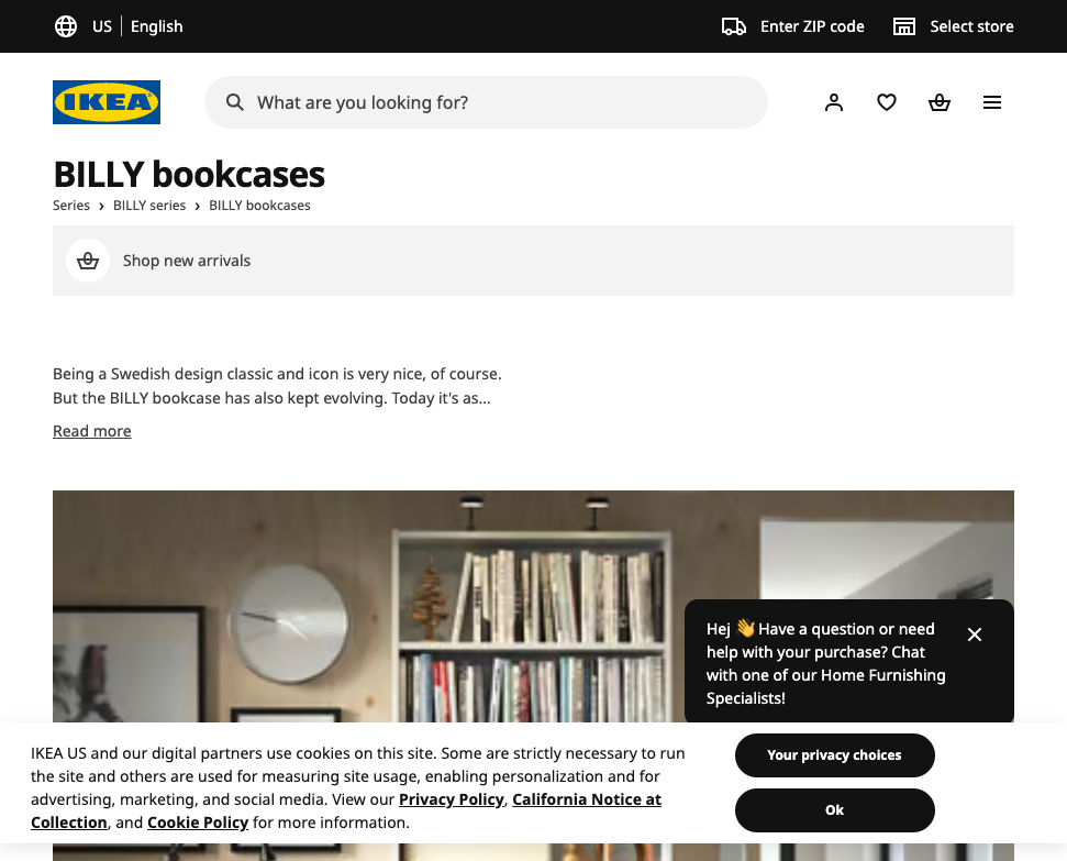 IKEA US BILLY bookcase series page