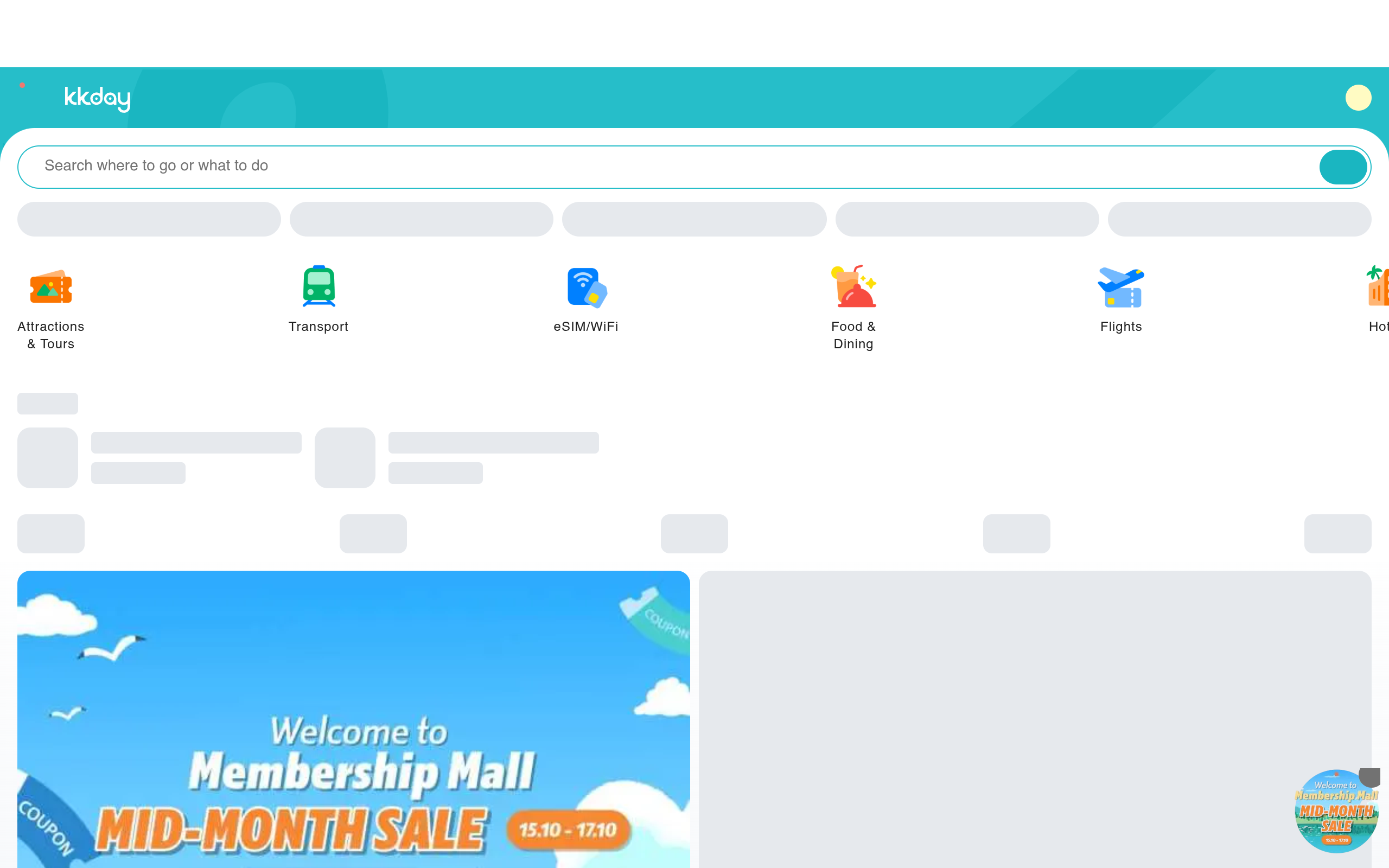 Actual KKday public homepage