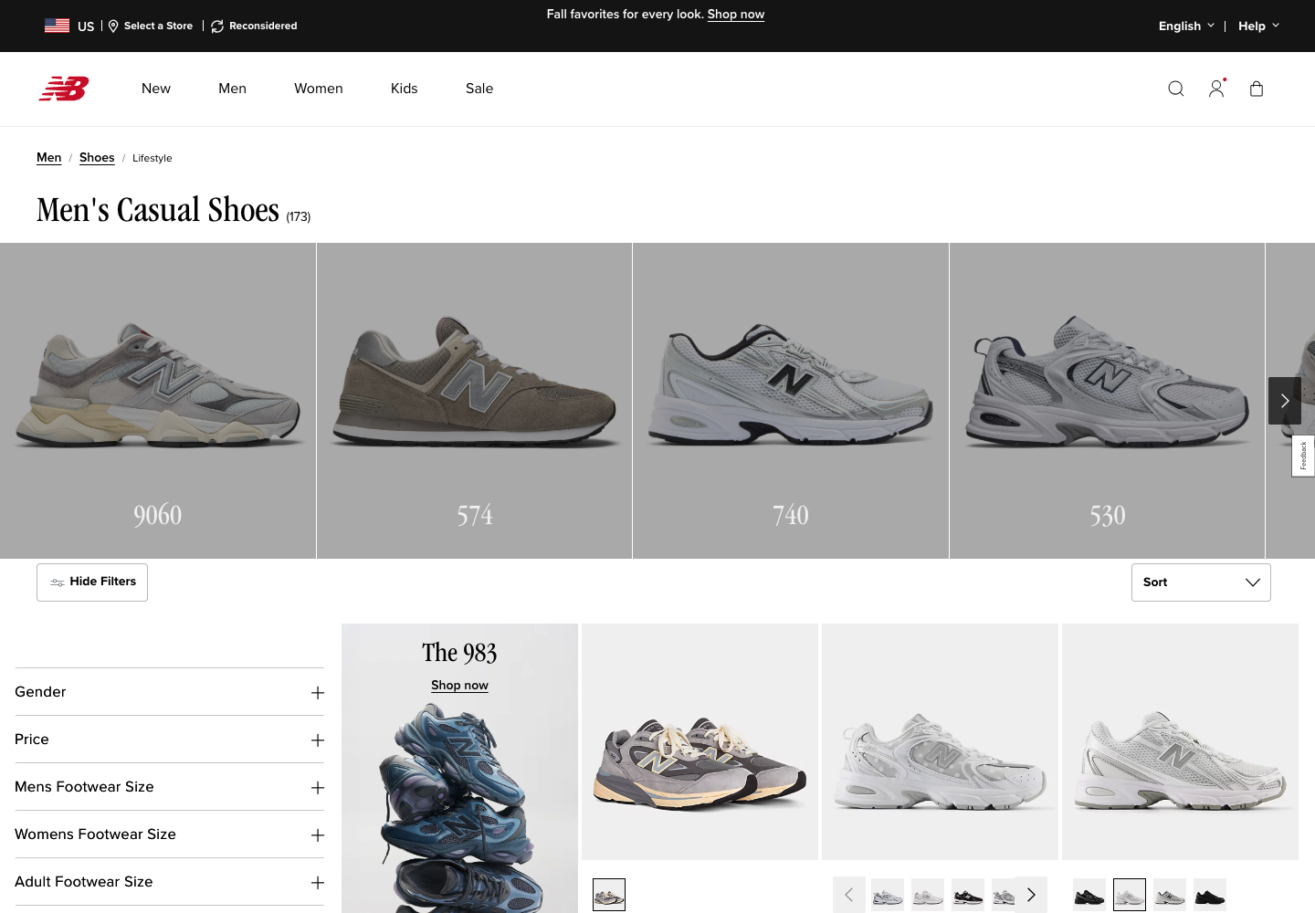 New Balance Men's Casual Shoes category page