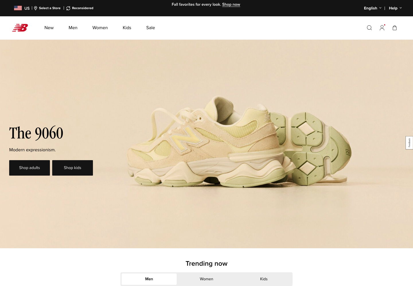 Actual New Balance US public homepage