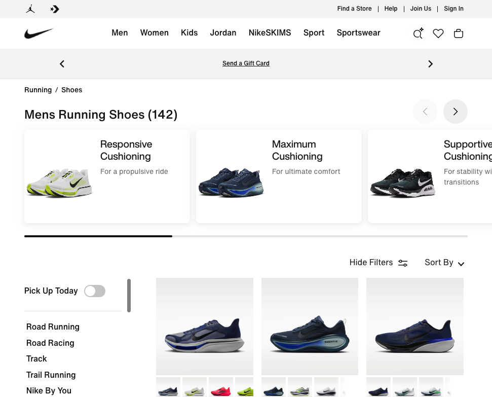 Nike Men's Running Shoes category page