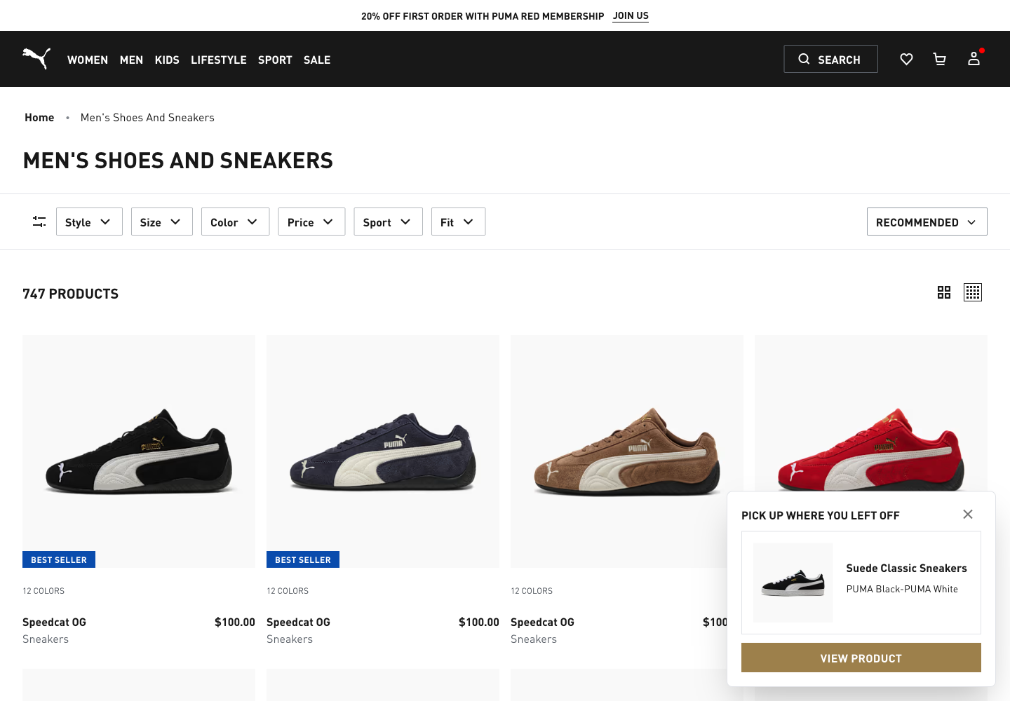 Puma Men's Shoes And Sneakers category page